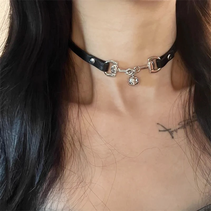 Niche Design Kunstleren Bel Ketting Kraag Schattige Coole Ketting Sexy Choker Hot Girl Accessoire Mode Veelzijdige Sieraden