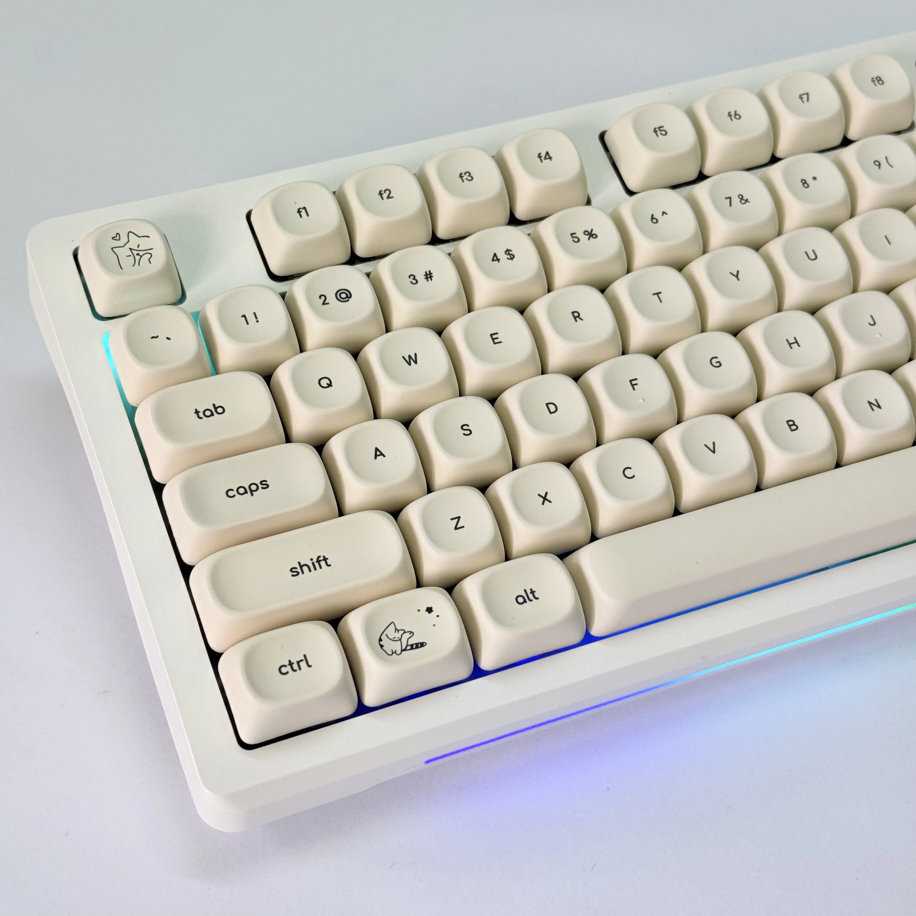 

Milky Cat Key cap Cute Cream White Thocky Korean Hangul keycap MOA profile for 60% 75% TKL 96% 100% layout Mechanical Keyboard