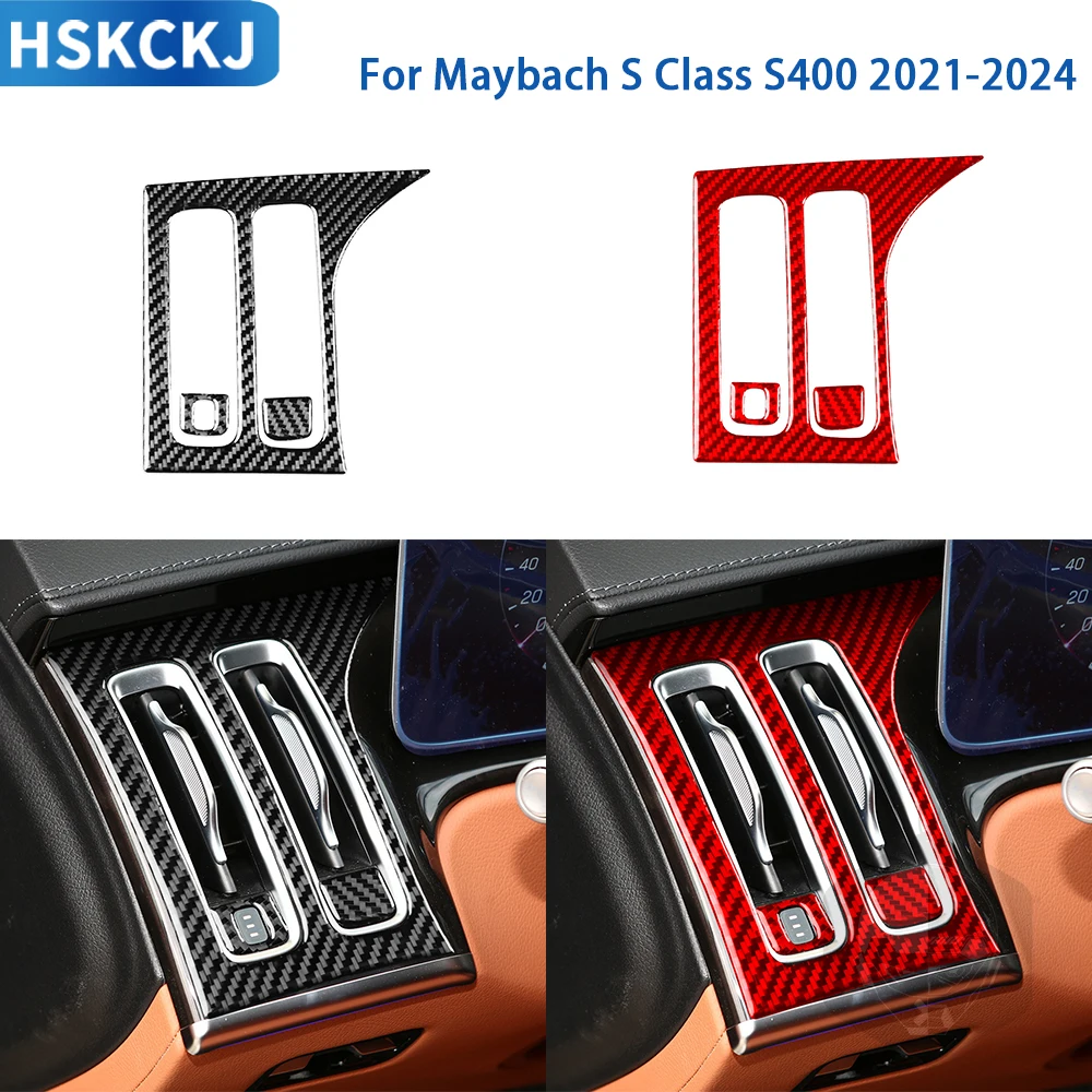 

For Maybach S Class S400 2021-2024 Accessories Real Soft Carbon Fiber Driver's Dashboard Air Vent Outlet Cover Trim Sticker