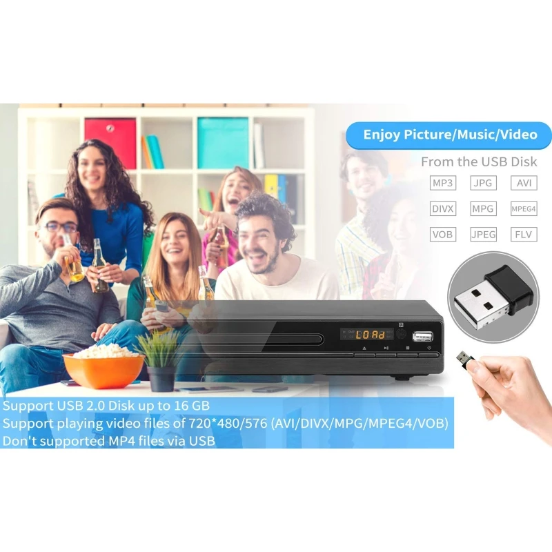 DVD-Player HDMI CD-Player 1080P HD Disc-Player Multimedia-Box für Zuhause USB MP3-Player Fernbedienung Heimkino-Systeme RW 238 – Detail 12