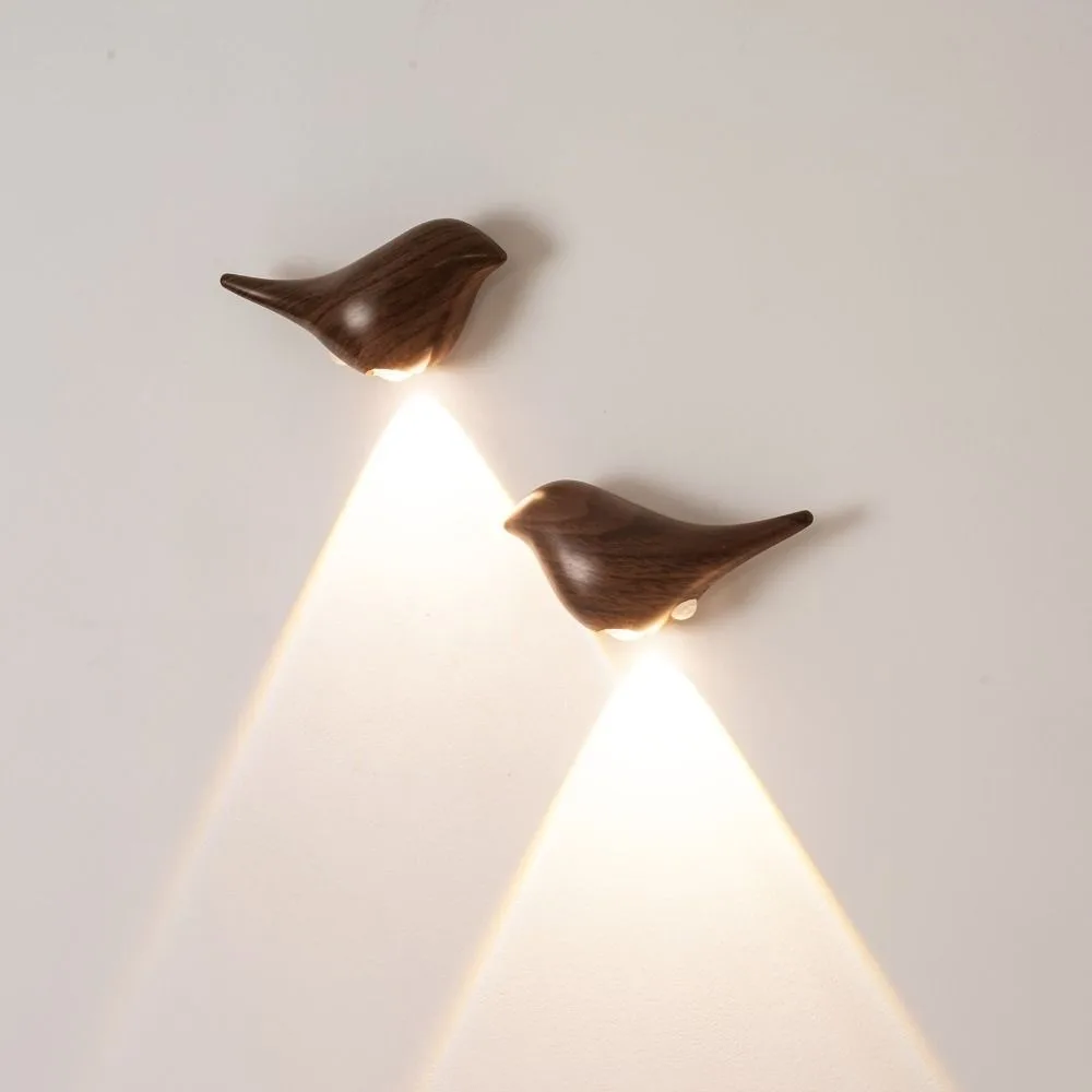 Warm Glow LED Bird Sconce Dimmable Touch Switch Bird Shaped Decorative Lamp Motion Sensor Cordless Install Magnetic Wall Lamp