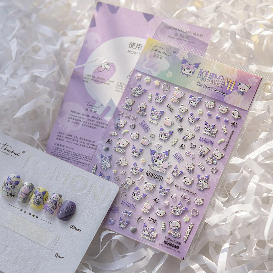 1 PCS 5D Sanrio Nail Stickers Kuromi Nail Parts Waterproof Melody Color Long Lasting Press On Nails Manicure Accessories