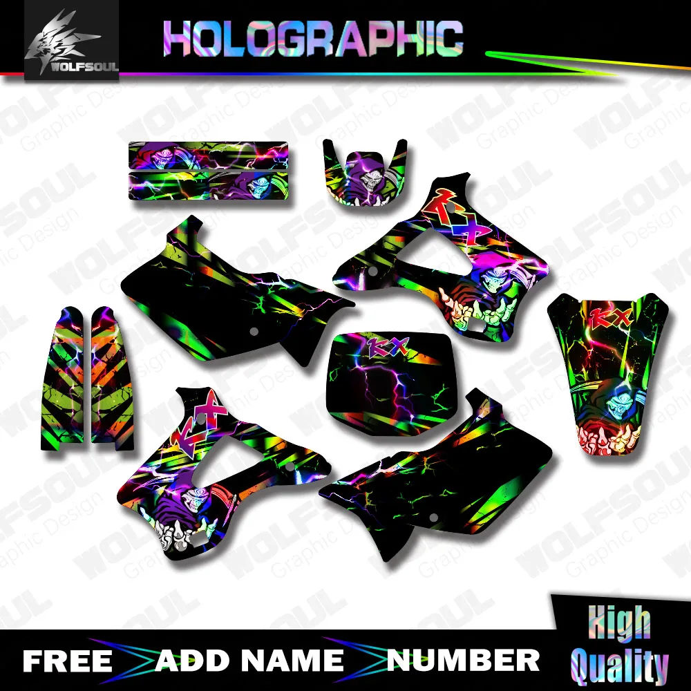 Motorcycle Holographic Background Protect Decal Graphics Stickers Kit For KAWASAKI KX125 KX250 KX 125 250 1994-1997 1998 Custom