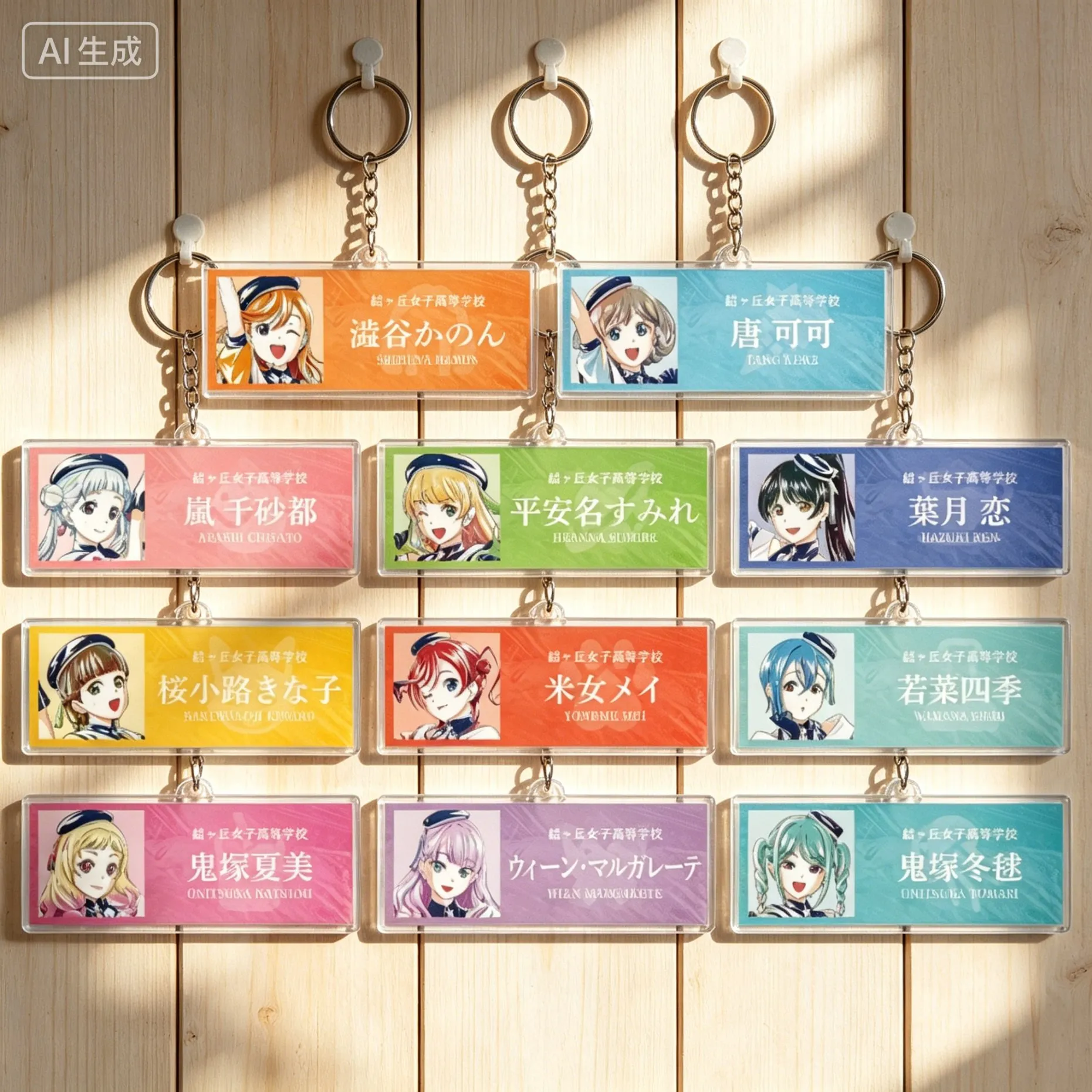 Love Live! Superestrella!! Llaveros rectangulares de acrílico Shibuya Kanon Heanna Sumire, decoraciones para bolsos, regalos para festivales