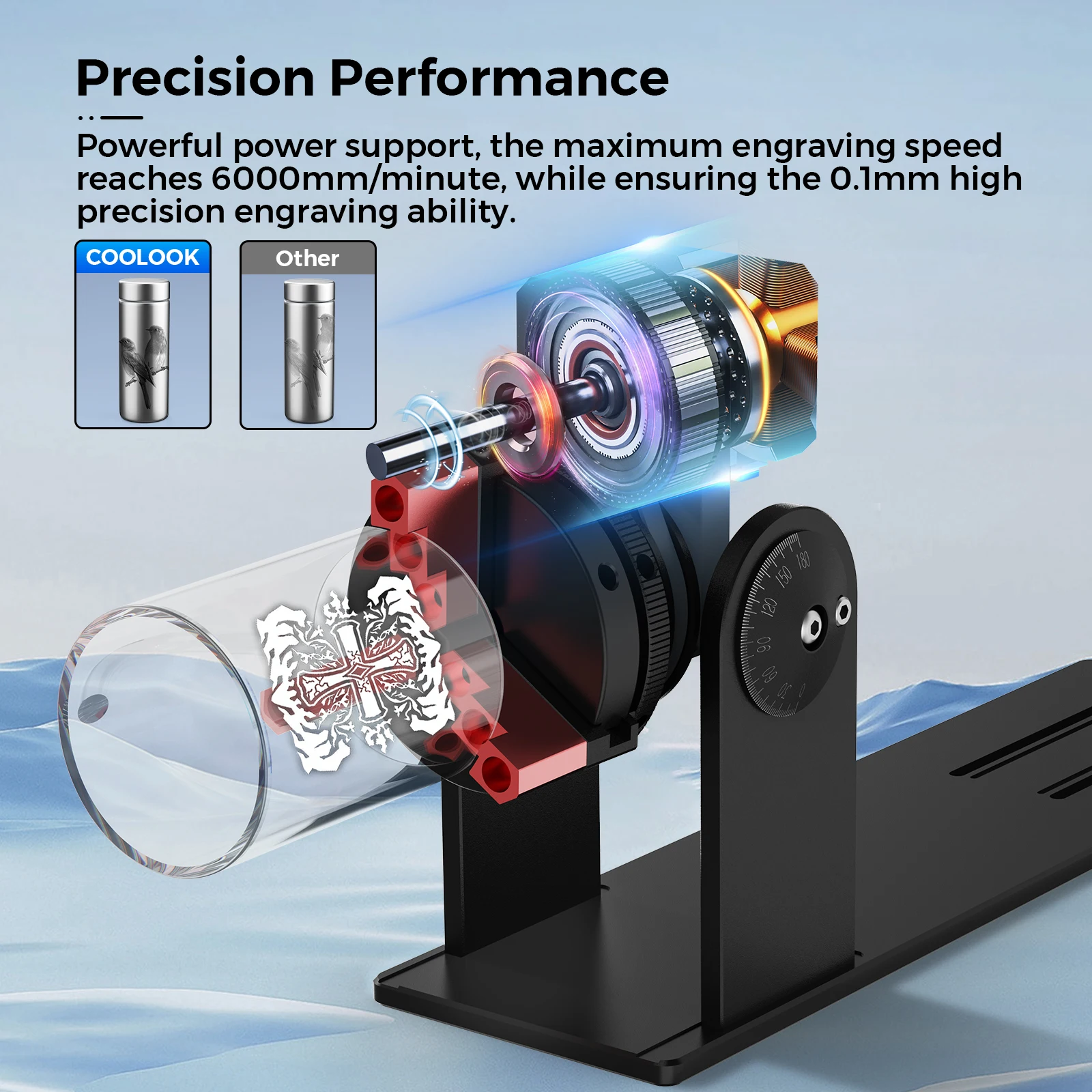 COOLOOK CR1 Laser Rotary Roller 3 in 1 Multifunctional Rotary Roller Chuck Module for Laser Engraver with 180° Adjustable Angle