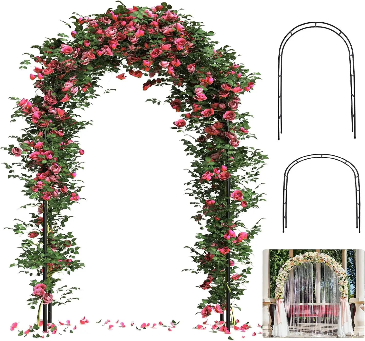 

Adjustable Metal Garden Arch Trellis, 4.6x7.8 or 6.4x7.5 Ft, Rust-Proof Steel for Climbing Plants & Wedding Decor