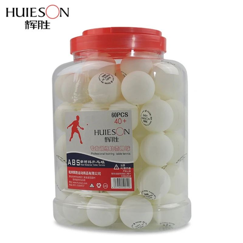 Huieson 60pcs/barrel 1 Star Table Tennis Balls New Material ABS Plastic Ping Pong Balls S40+ for School Club Training