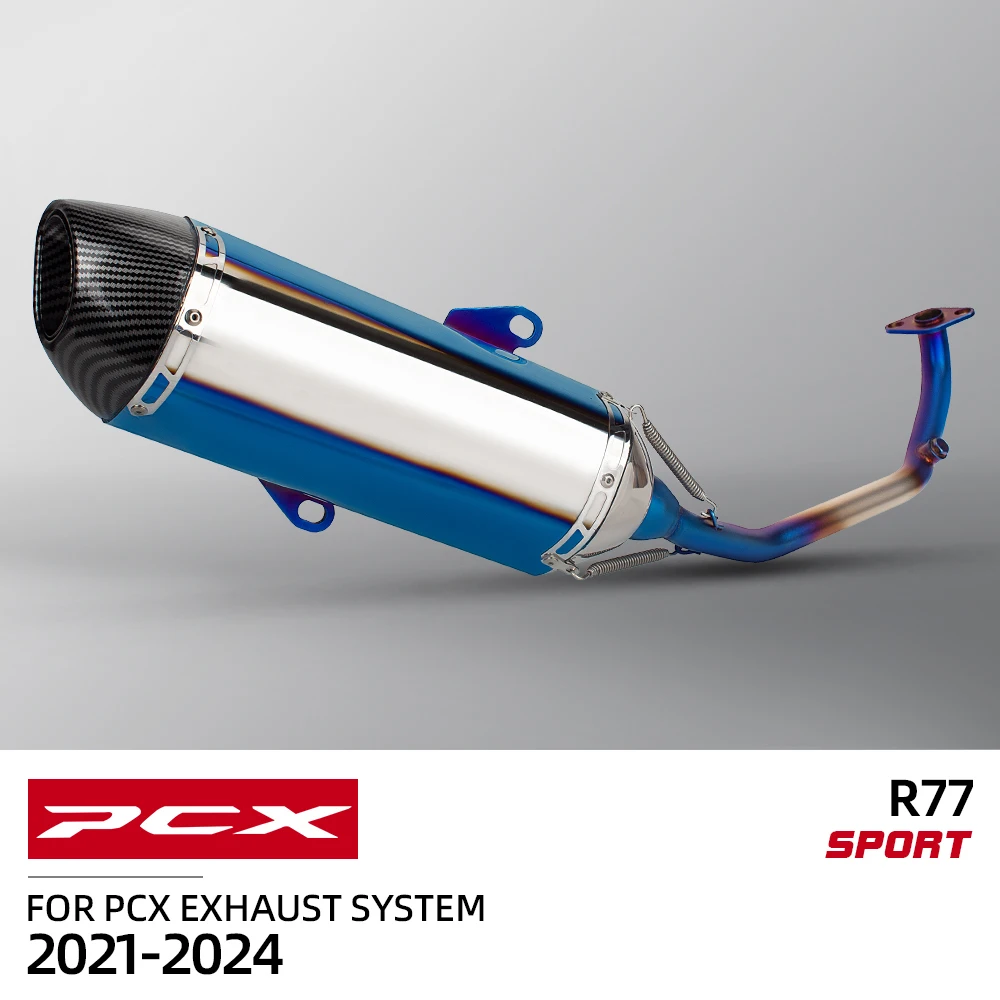 

Выхлопная система PCX150 для мотоциклов Honda PCX PCX125 2021-2024, комплект выхлопных труб, труба для скутера, спортивный глушитель R77