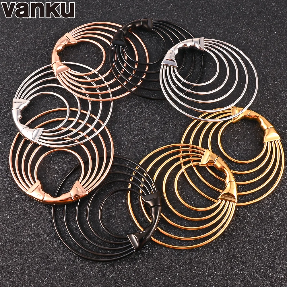 

Vanku 10pc Fashion Pearmulti-turn geometry Hoop Earring Gauges Piercing Body Ear Plugs Tunnels Expanders Stretchers