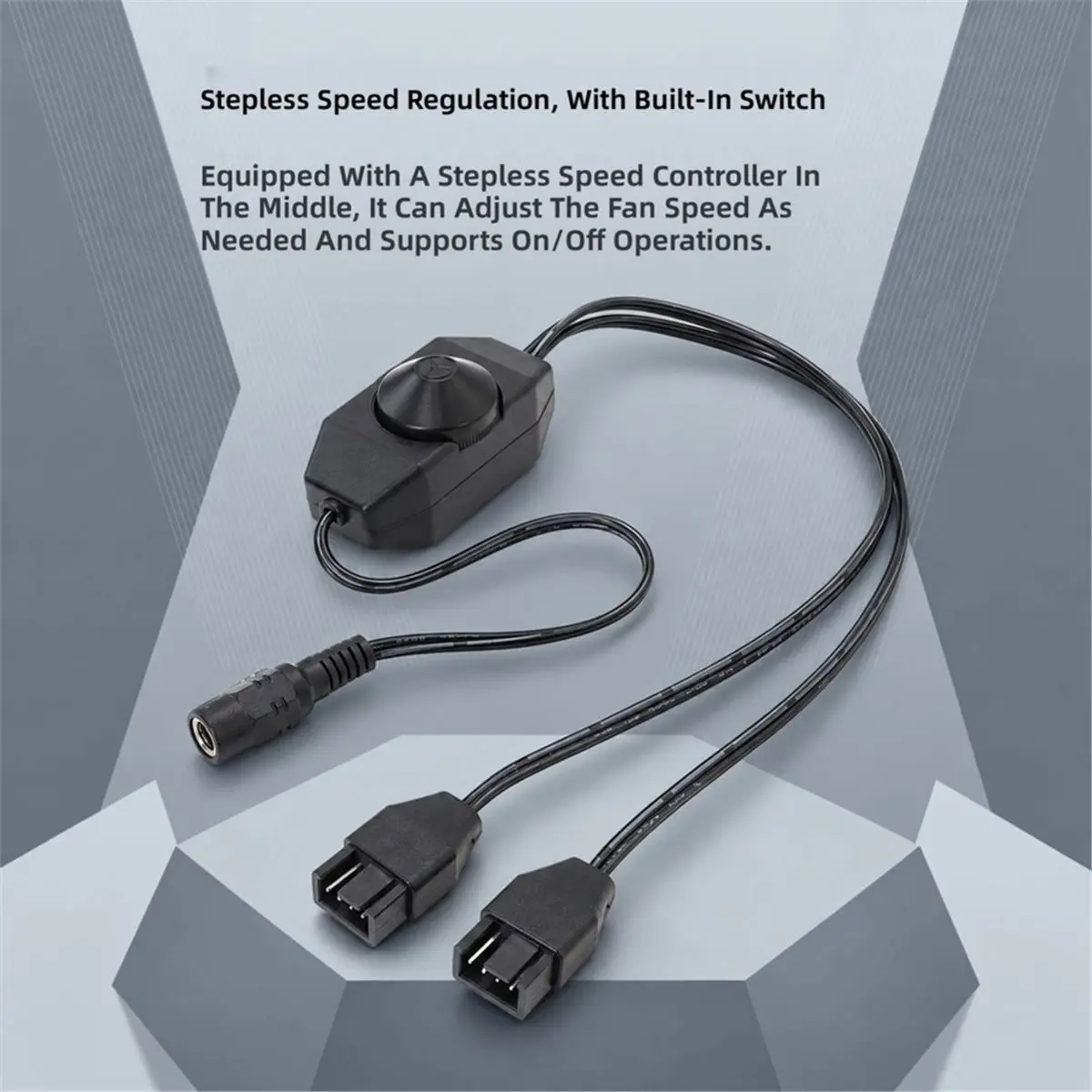 DC 5521 to Dual 4PIN Fan Stepless Speed Control Cable with Switch for Aquarium Cooling Fans Modified Connecting