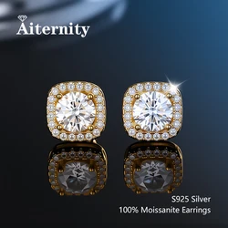 100% Moissanite S925 Sterling Silver Stud Earrings For Women And Men With 2 Certificates Pass Diamond Test Pen Fine Jewelry