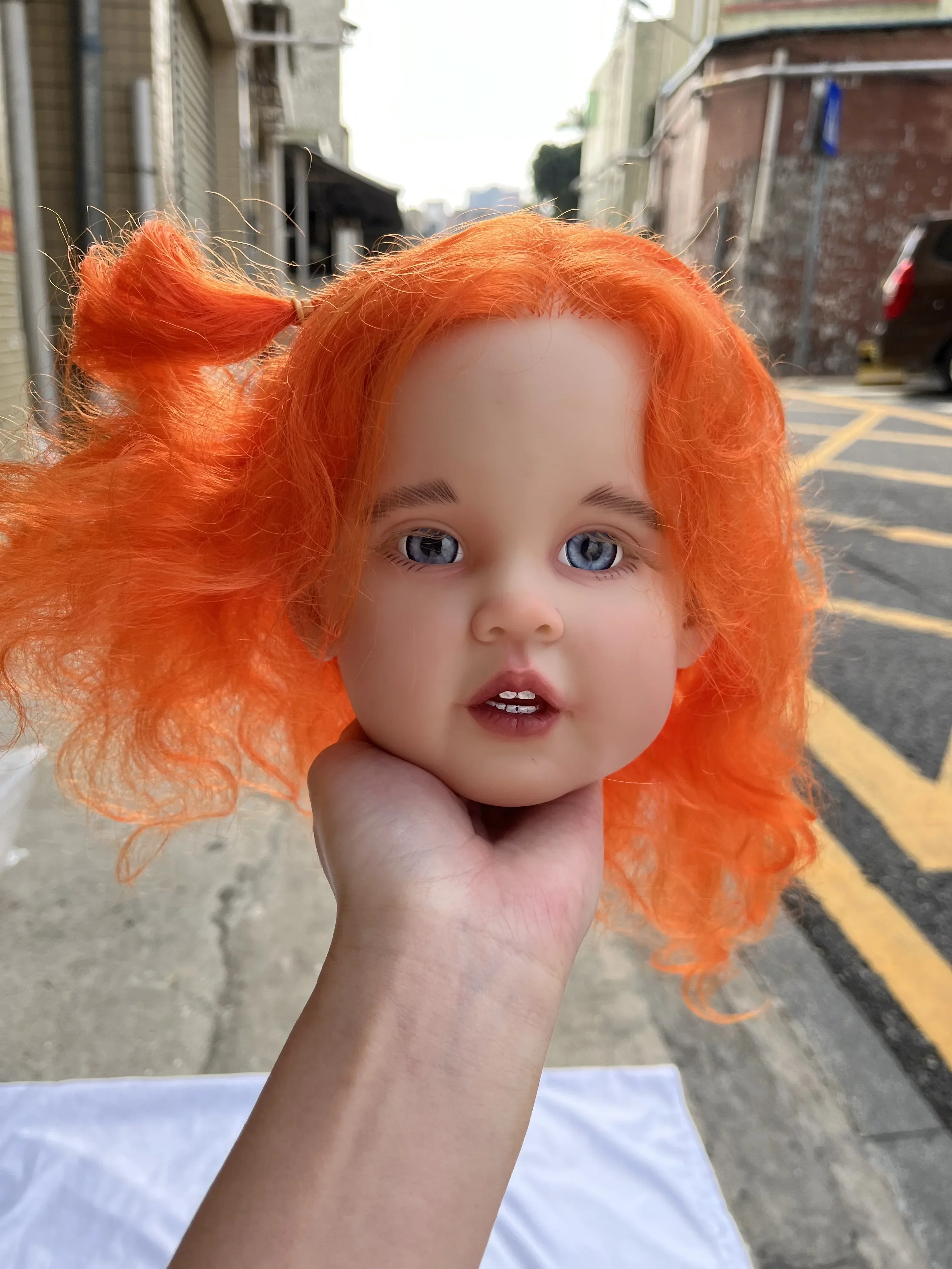 EGO Personalizowana Kolekcjonerska Lalka Reborn 29 cali Shanti z Ręcznie Wszytymi Pomarańczowymi Włosami, Zestaw do Samodzielnego Wykonania, Prawdziwe Zdjęcia