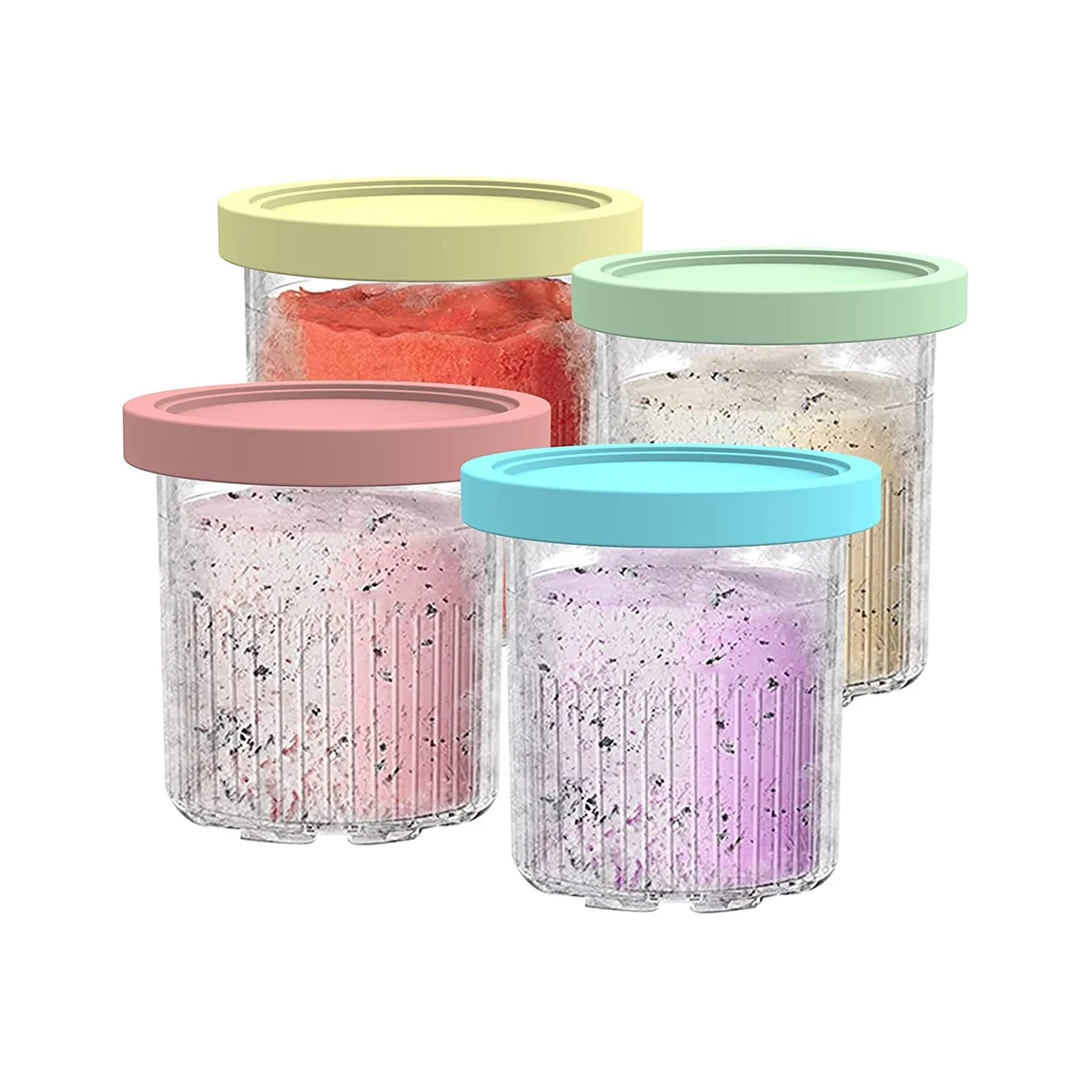 

4Pcs Ice Cream Pints Cup, Ice Cream Containers with Lids for Ninja Creami Pints NC301 NC300 NC299AMZ Series