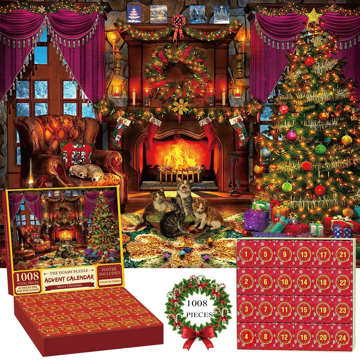 

1008 Pieces Jigsaw Puzzle Merry Christmas Advent Calendar 2024 Merry Christmas Jigsaw Puzzles New Year Gift