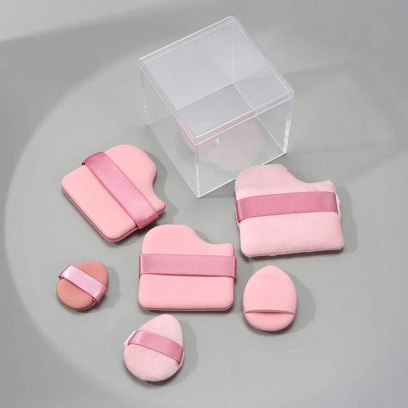 6 Teile/satz Rosa Puderquaste Mini Daumen Puderquaste Concealer Rouge Trockenen Und Nassen Make-Up Weiche Haut-freundliche Beflockung luft Kissen