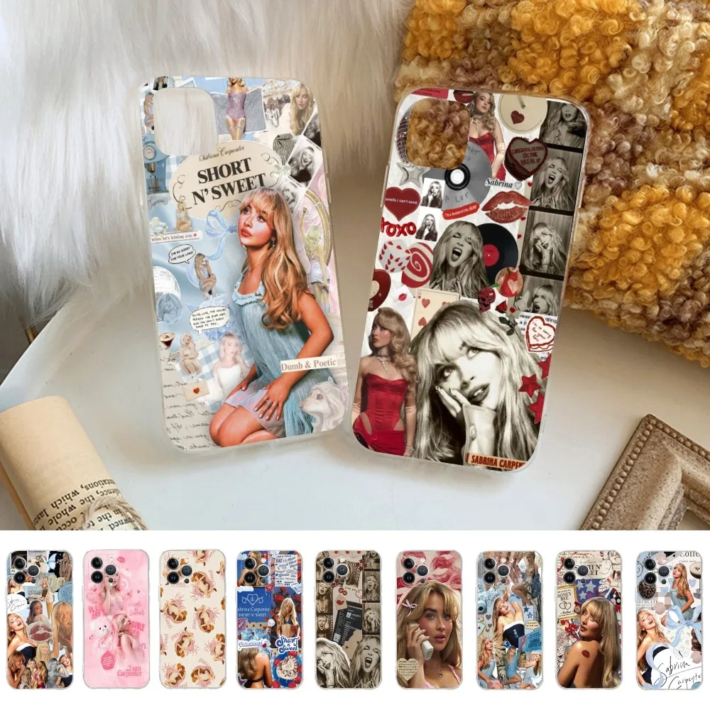 Singer S-Sabrina C-Carpenter Phone Case For iPhone 16 15 14 13 12 Mini 11 Pro XS Max X XR SE 6 7 8 Plus Soft Silicone Cover