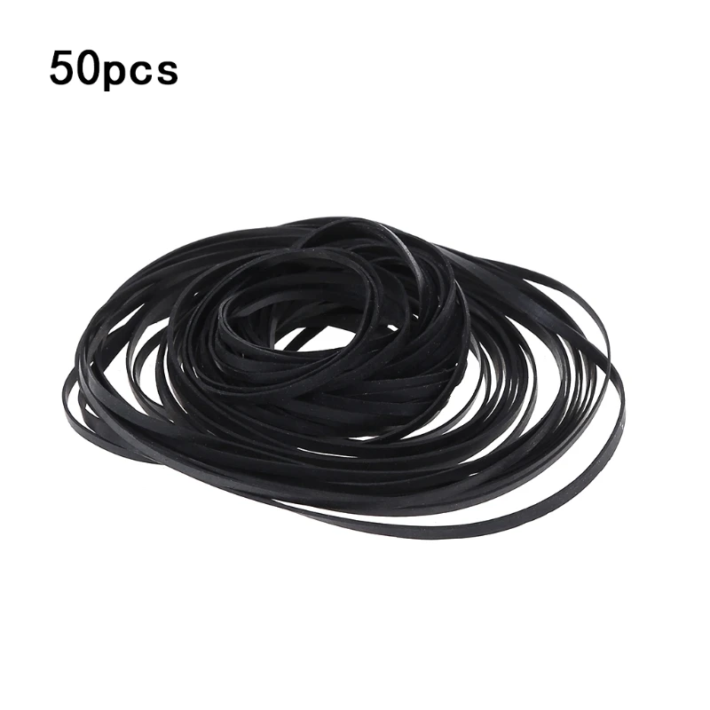 50Pcs 3mm Width Universal Mix Cassette Tape Machine Belts Assorted Drive Flat Rubber Belt for CD DVD Recorders Walkman