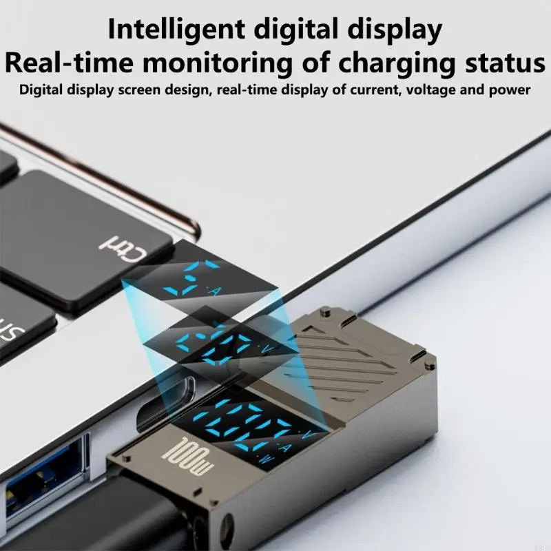 B03F Portable High Powered USB C to Direct Current Adapter PD100W for Motorhomes Power Solution Real Time Voltages Monitoring