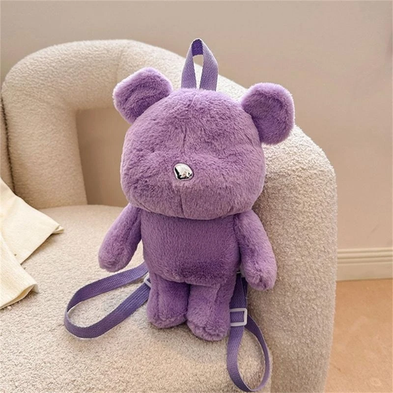 

G5AE Women Soft Plush Backpack Travel Daypack Comfortable Shoulder Bag for Girls