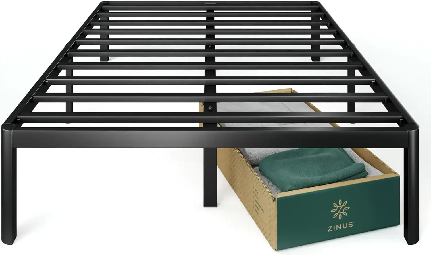 Full size-16 Inch Metal Platform Bed Frame / Steel Slat Support / No Box Spring Needed / Easy Assembly, Black
