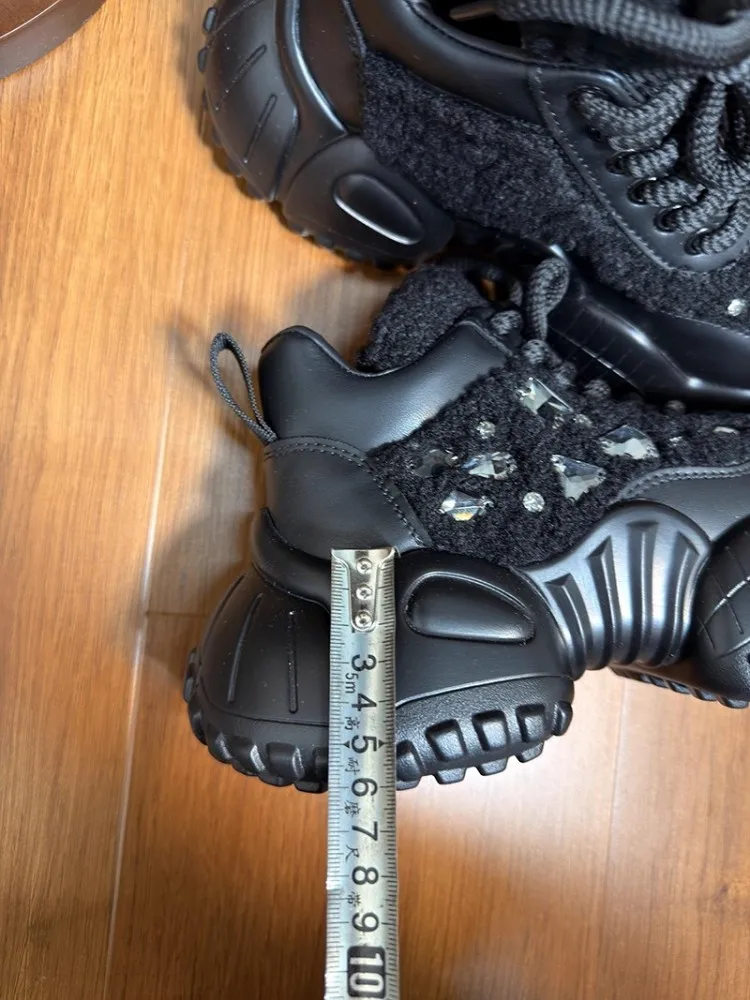 الشتاء النساء منصة سميكة الدافئة الصوف بطانة الرياضة في الهواء الطلق احذية الجري جديد المنخفضة قطع الدانتيل يصل الماس تقسم الركض أحذية رياضية #6