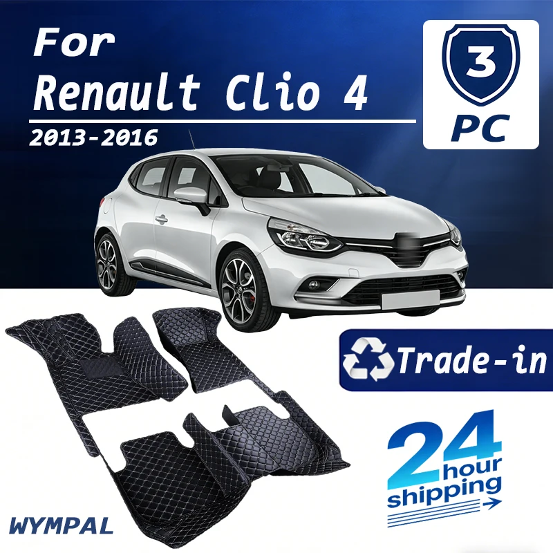 

Автомобильный роскошный кожаный напольный коврик на заказ для Renault Clio 4 2013 2014 2015 2016, автомобильный коврик, полный комплект, женские водонепроницаемые аксессуары