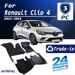 Custom Auto Luxury Leather Car Floor Mat For Renault Clio 4 2013 2014 2015 2016 Car Mat Full Set Women Waterproof Accessories