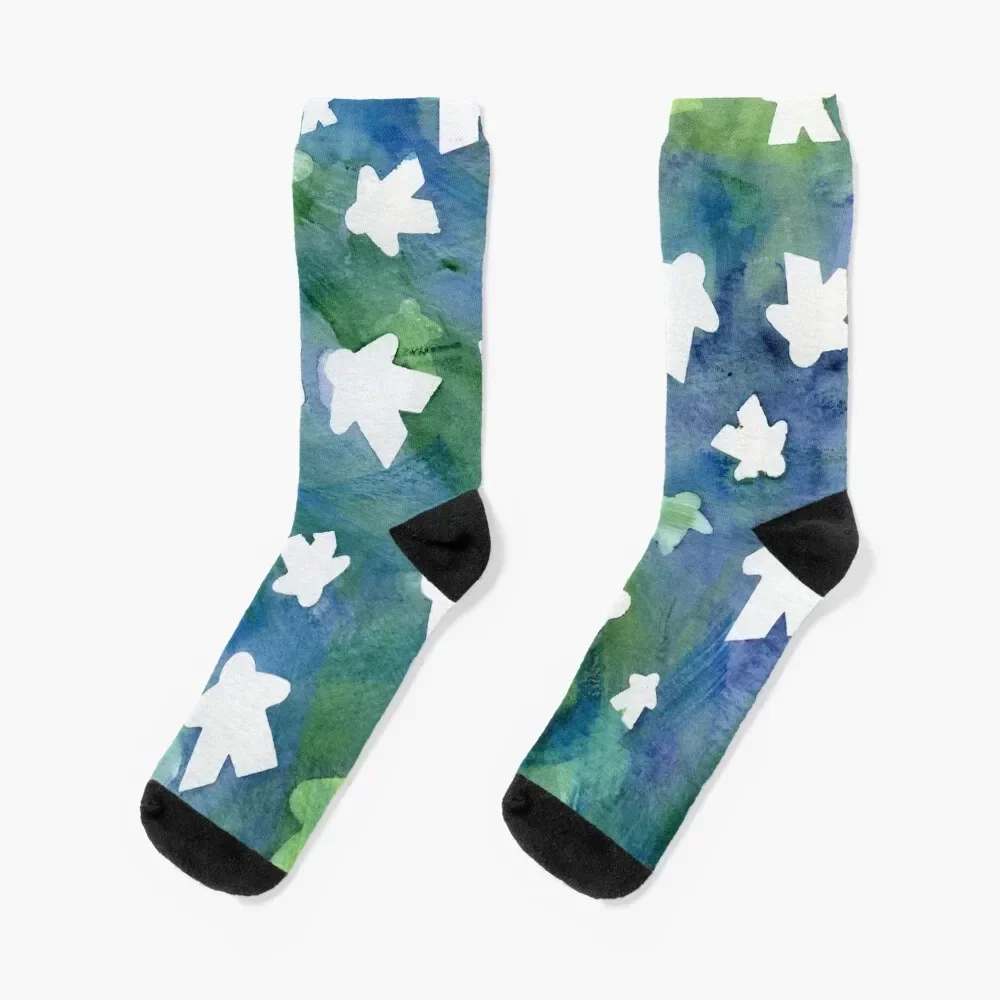 

Blue Meeple People Abstract Watercolor | Game Night Socks designer brand hip hop Socks For Men Women's