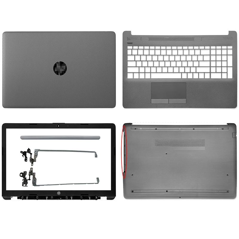 New Top Back Case For HP 15-DB 15-DA 250 G7 255 G7 Laptop LCD Back Cover Front Bezel Hinges Palmrest Bottom Case Gray Pitted