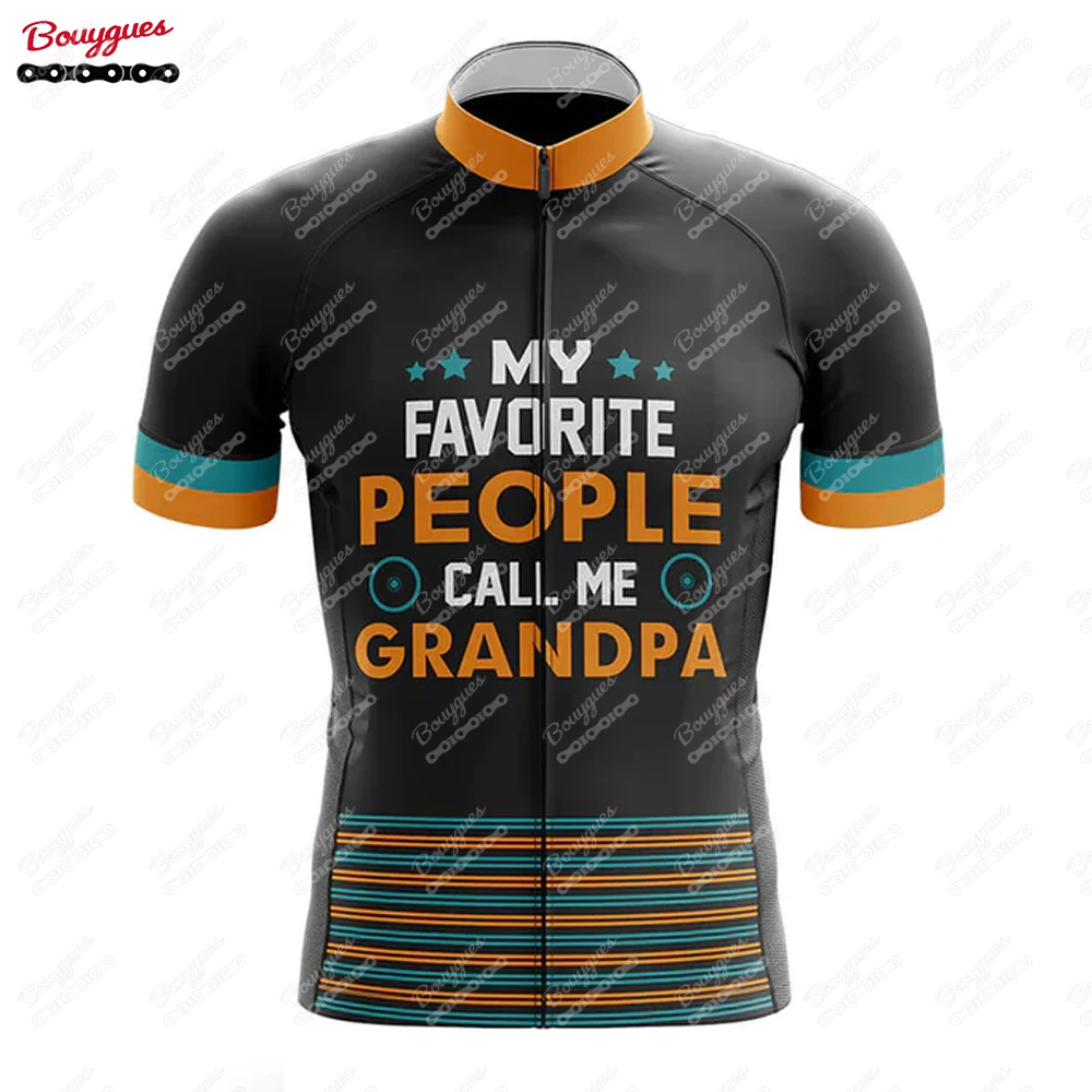 Grandpa Cycling Jersey For Men Short Sleeve Reflective MTB Maillot Downhill Pro Team Mountain Bicycle Clothing  Summer