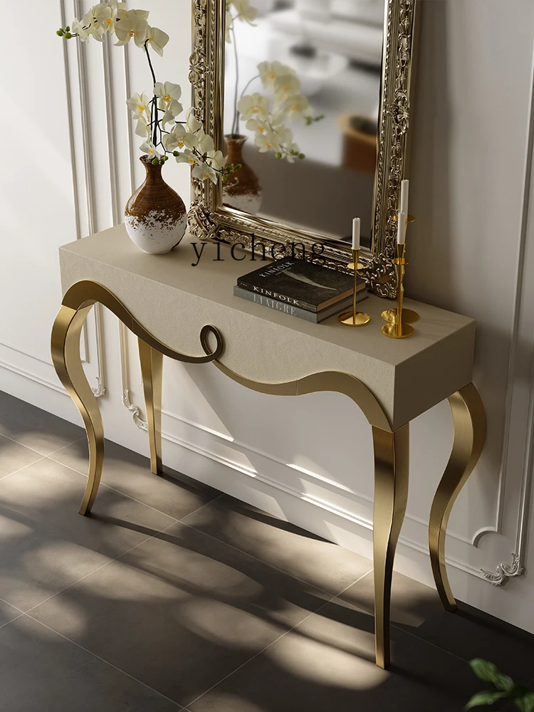 Tqh Classical Console Tables Palace Style Entrance Cabinet Wall-Mounted Entrance Curio Cabinet