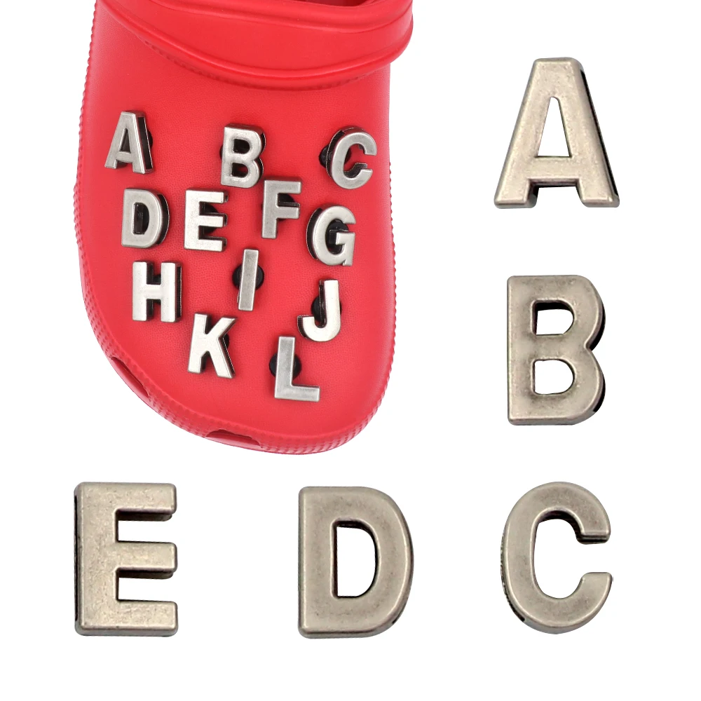 Shoe Metal Punk Style Джиббитц Accessories Charm Hollowed-out Alphabet Decorations Buckles Detachable Slipper Pins 1 Set 27 Pcs