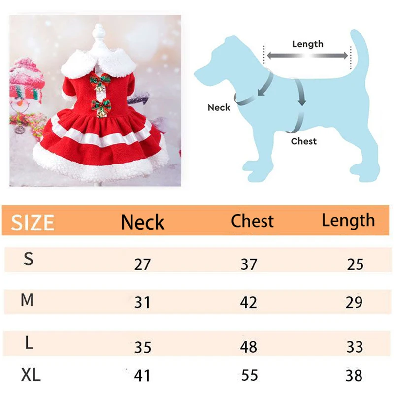 Dog Christmas Dress Kitten Puppy Xmas Pretend Skirt for Small Middle Dogs Fleece Clothes Chihuahua French Bulldog Poodle Costume