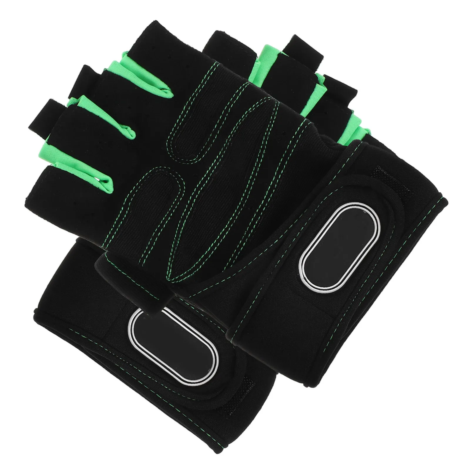 

1Pair Half-Finger Gloves Comfortable Breathable Cloth Mountain Climbing Weightlifting Riding Fitness Gloves Light Green Black