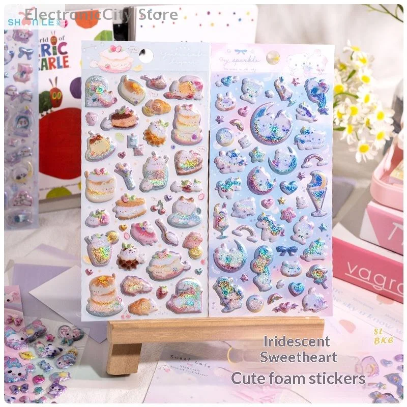 1/2 Sheets Scrapbooking DIY Color Animals Flash Decor Stickers Gift Journaling Cute Stationery Diary Decals Candy