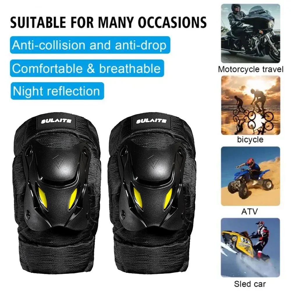 WOSAVE Motorcycle Knee & Shin Guards – Black – Motocross, BMX, Biking – One Size