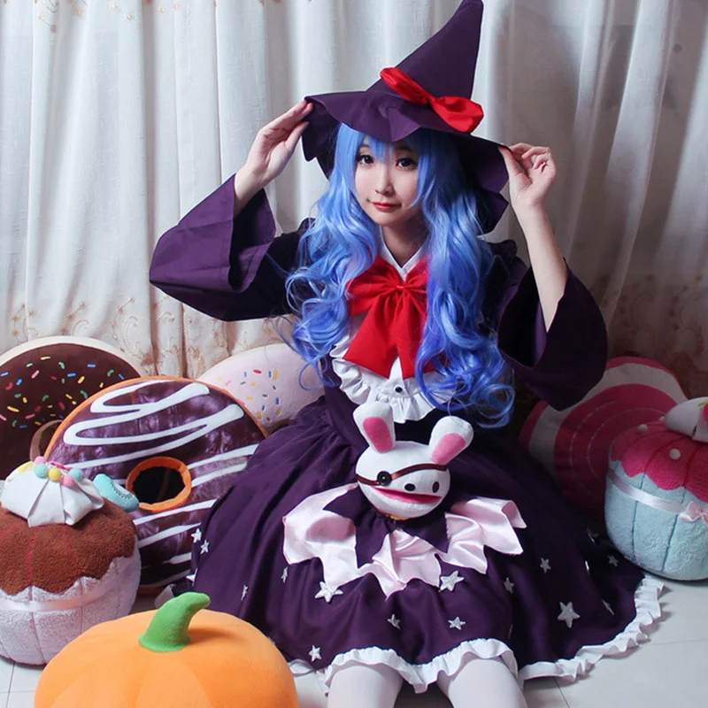 Anime Date A live Cos Himekawa Yoshino Cosplay Costume Cute Purple witch Dress Christmas elf lolita  Female outfit