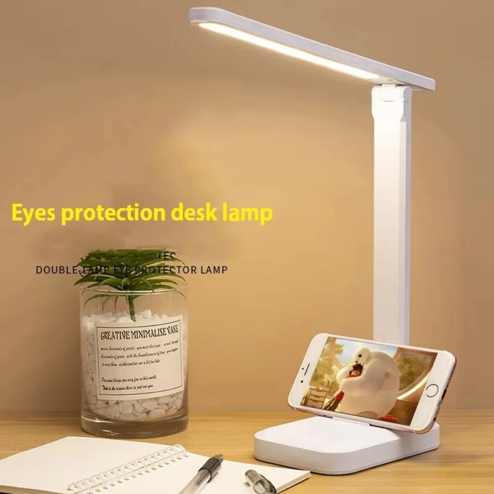 LED Foldable Desk Lamp with 3 Stepless Dimming Touch Controls Eye-Care Reading Light Adjustable Bedside Night Light