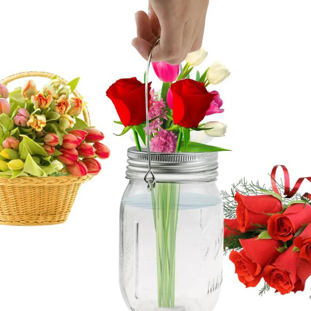 

Mason Jar Handles Canning Rings Silver Lids Tinplate Rust Resistance DIY Decor Hanging Easy Install Outdoor Never Rusty Elastic