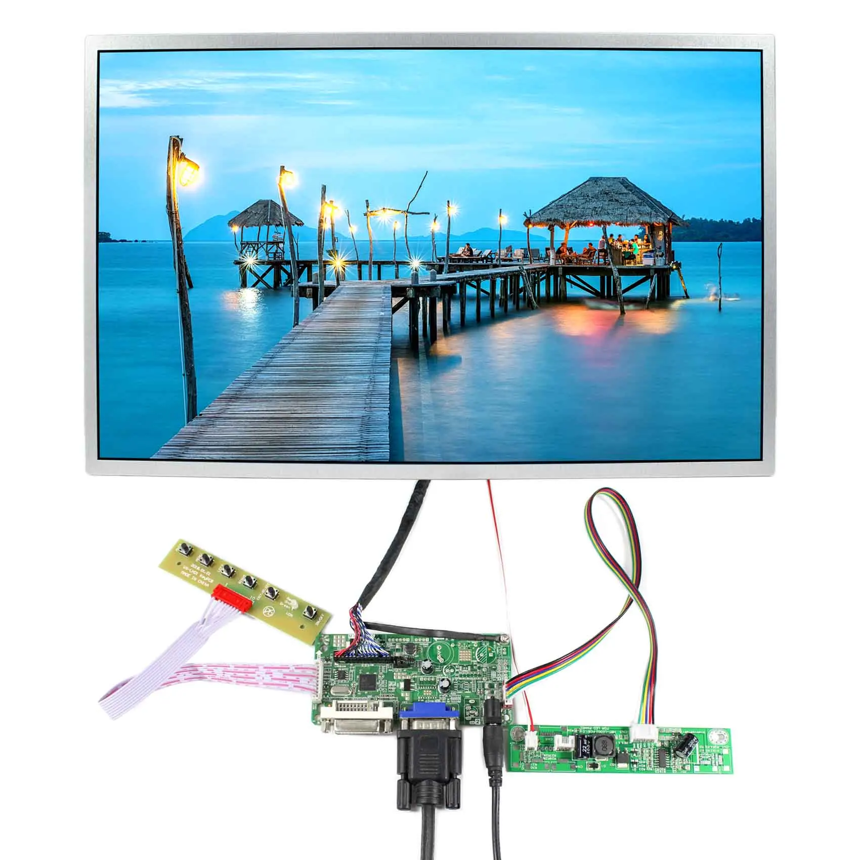 

30pin M190CGE LVDs CCFL LCD Monitor + Controller Board DVI VGA Video Input 5.0V