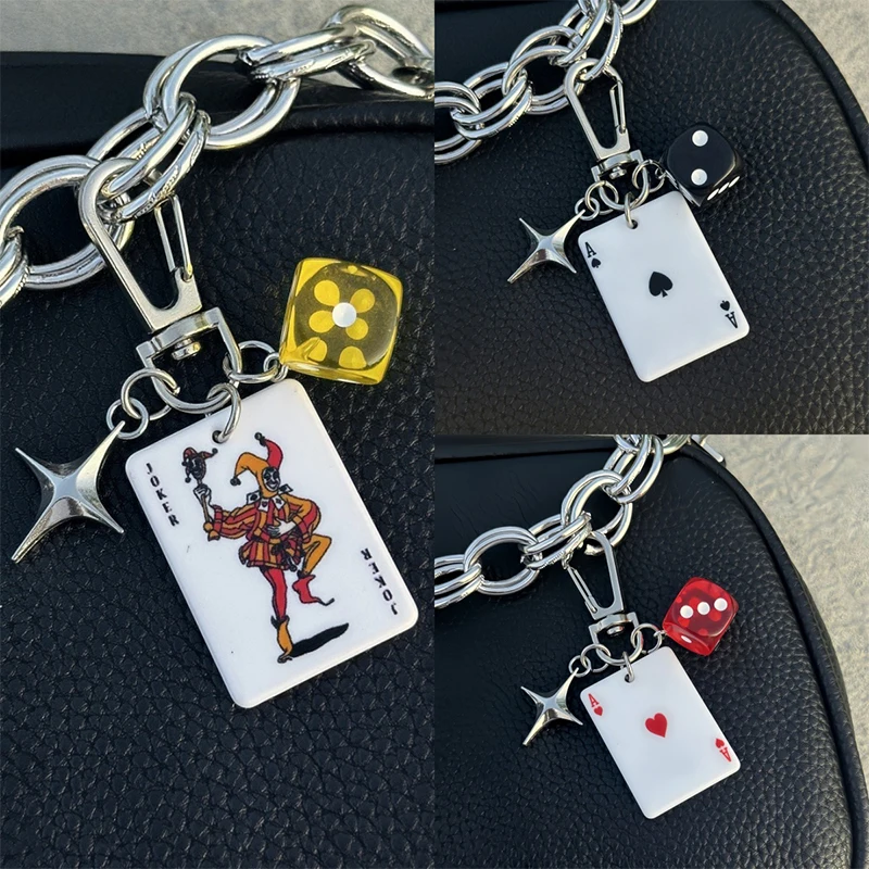 

Creative Poker Card Sieve Bag Pendant Original Metal Keychain Pendant Mountaineering Buckle Advanced Multifunctional Bag Pendant