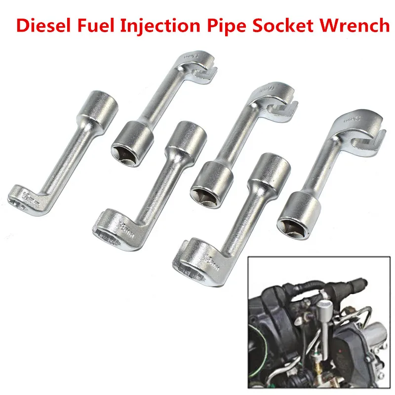 6PCS L-shaped Opening Hexagonal Slotted Oxygen Sensor Wrench Diesel Fuel Injection Pipe Socket Wrench for BM-W Ben-z Volks-wagen