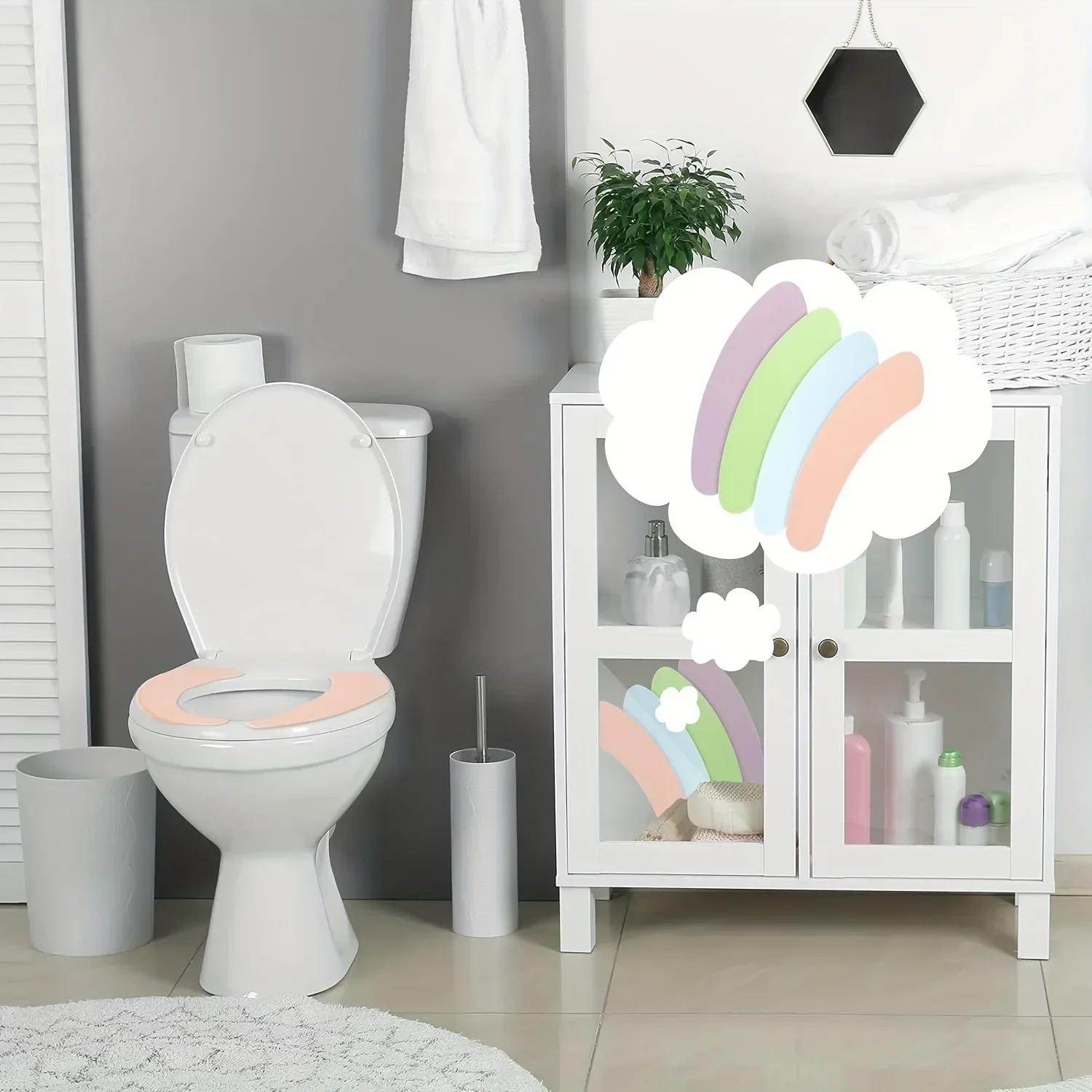 Coprisedile per WC più caldo per bagno, cuscino per sedile WC lavabile e riutilizzabile, coprisedile per WC