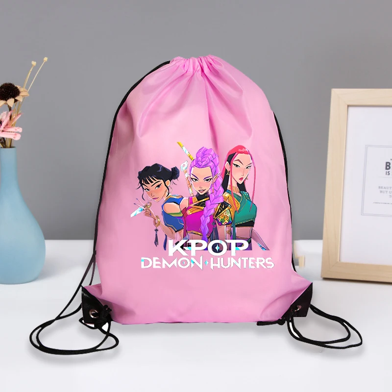 

KPop охотники на демонов сумки на шнурке мультфильм печатные фигурки сумки для хранения портативная карманная сумка для мальчиков и девочек подарочные пакеты на плечо