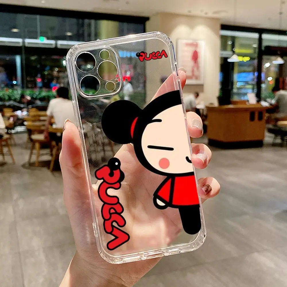 Fashion Cute cartoon Pucca Phone Case FOR IPhone 15 14 13 12 11 Pro 14 15 Plus 13 Pro MAX XR XS Woman Transparent Covers