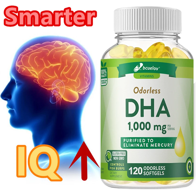 Bcuelov High IQ Brain Booster Supplement DHA Vitamin Capsules Improve Memory Mental Focus Nerve Energy and IQ Spirit