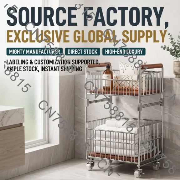 trolley household large-capacity laundry basket storage basket floor-to-ceiling snack rack