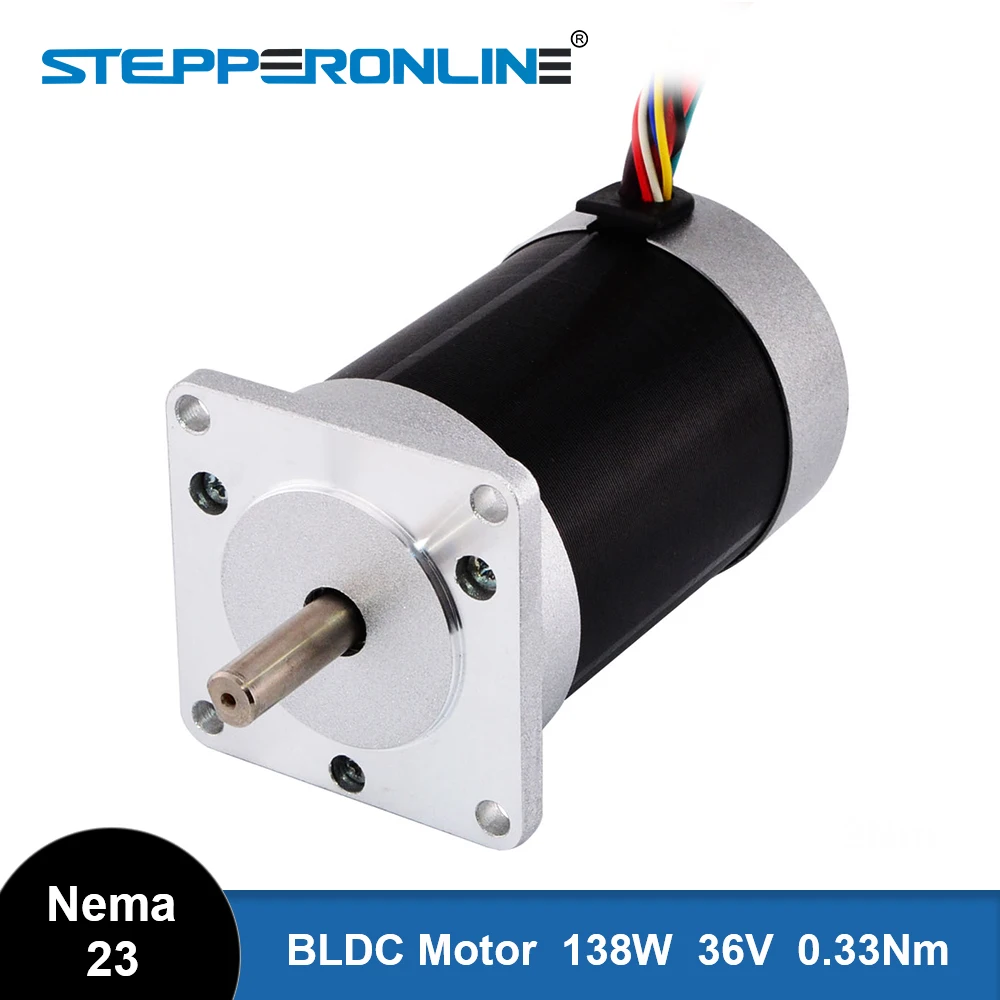 STEPPERONLINE Nema23 Brushless Motor 138W BLDC Motor 3-Phase 57x89mm 4000RPM 36VDC 5.0A 0.33Nm 4 Poles Motor