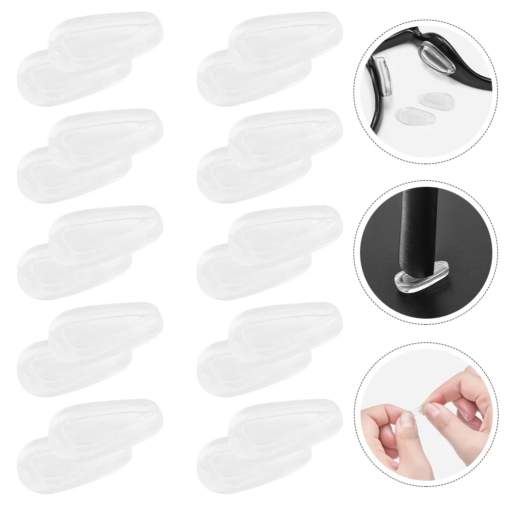 10 Pairs Glasses Nose Pads Aunglasses Sunglass Anti-slip Eyeglass Silicone Non-slip Skin-friendly Silica Gel