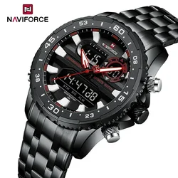 NAVIFORCE NF9234 Men's Classic Quartz Date and Day Display Watch 3ATM Waterproof Sports Business Stainless Steel Band Watches